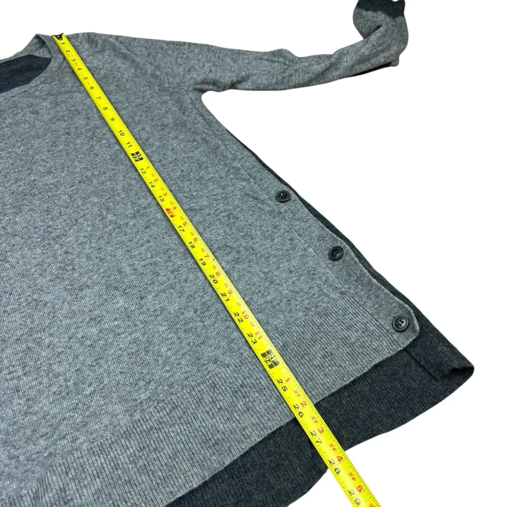J.Crew Wool Blend Sweater Women’s Medium Gray Elbow‎ Patches Side Buttons Raglan